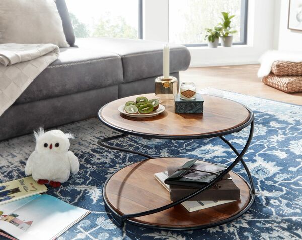 Bild 4 von Couchtisch 58x58x35 cm Sheesham Massivholz / Metall