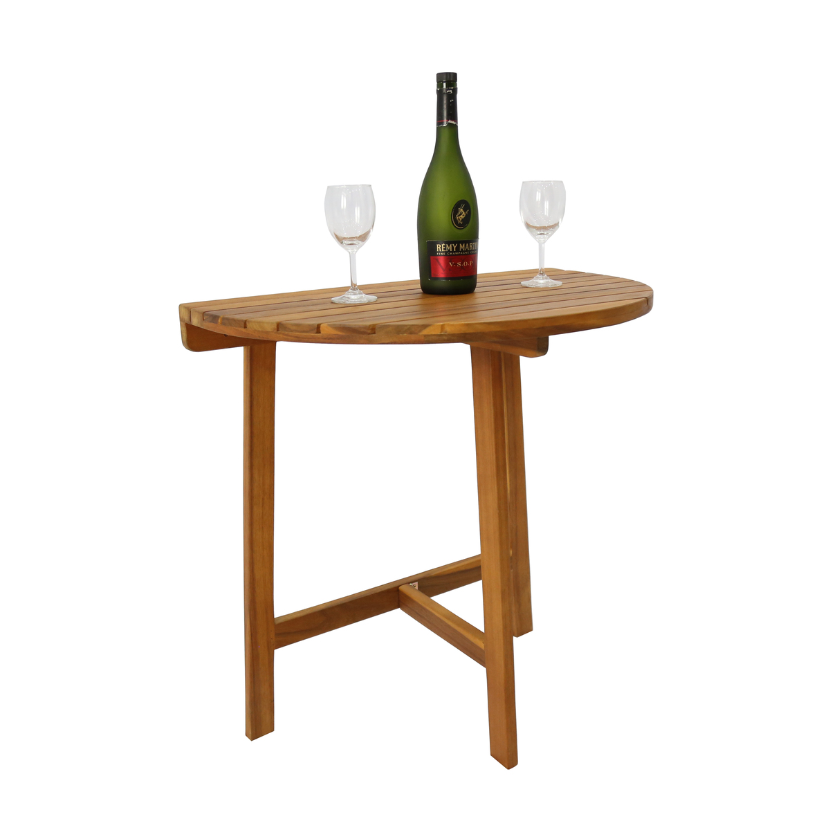 Bild 1 von HC Garten & Freizeit klappbarer Beistelltisch halbrund aus Akazienholz 70 x 45 x 74 cm