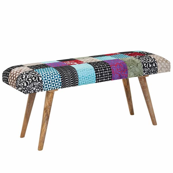 Bild 4 von Sitzbank Samt / Massivholz Bunt 117x51x38 cm