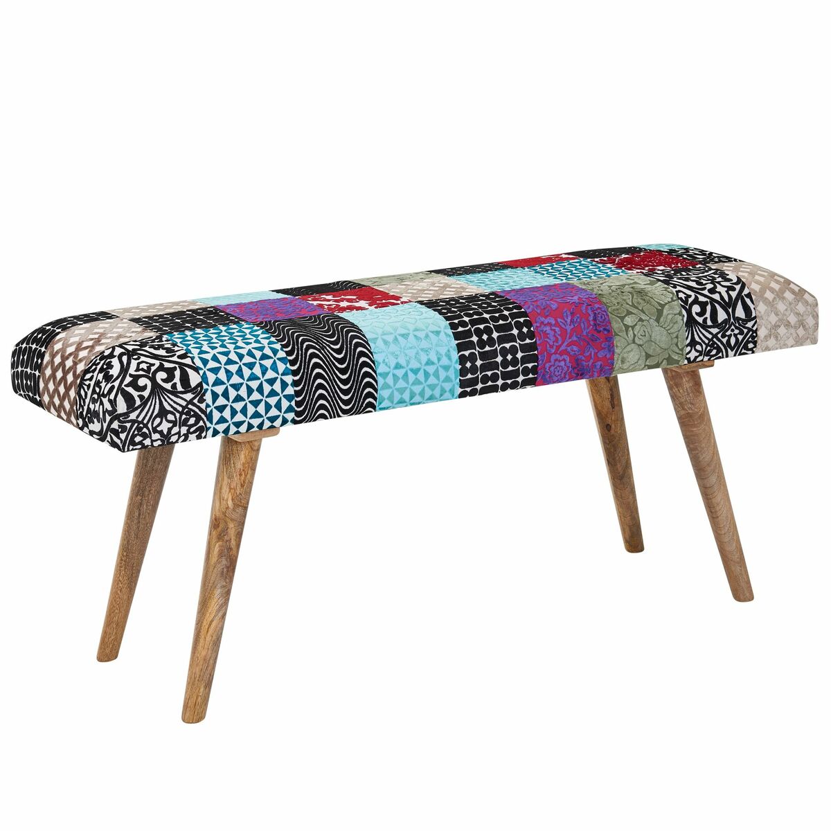 Bild 1 von Sitzbank Samt / Massivholz Bunt 117x51x38 cm