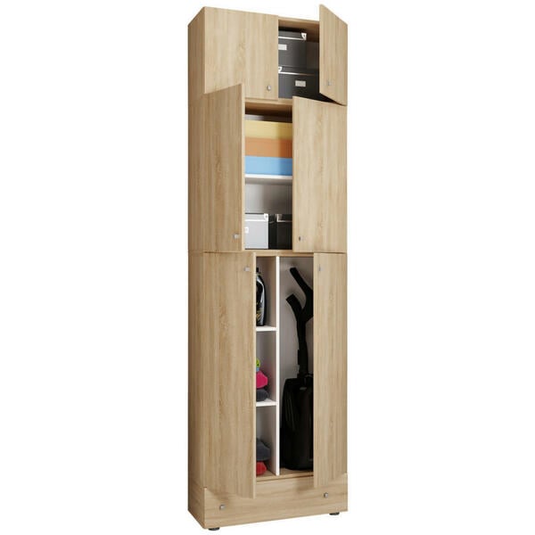 Bild 1 von Putzschrank Lona Eiche Sonoma Nachbildung weiß B/H/T: ca. 70x240x39 cm