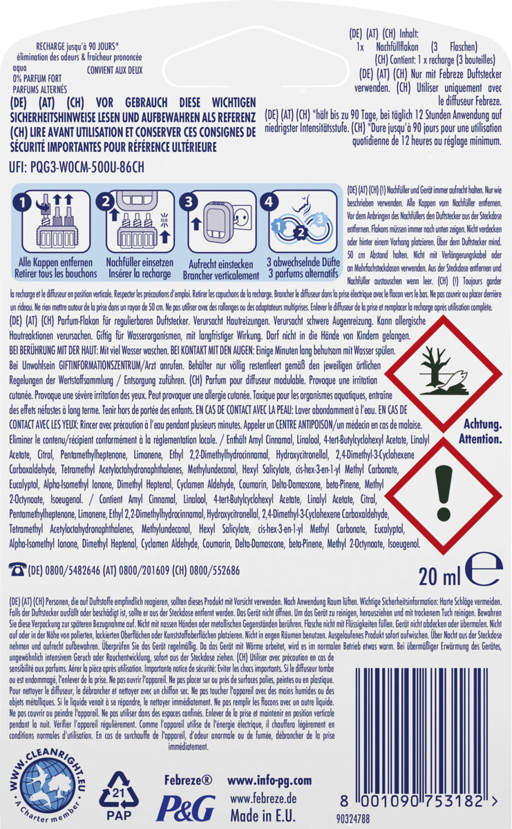 Bild 2 von febreze 3Volution Zero% Aqua Nachfüllflakon