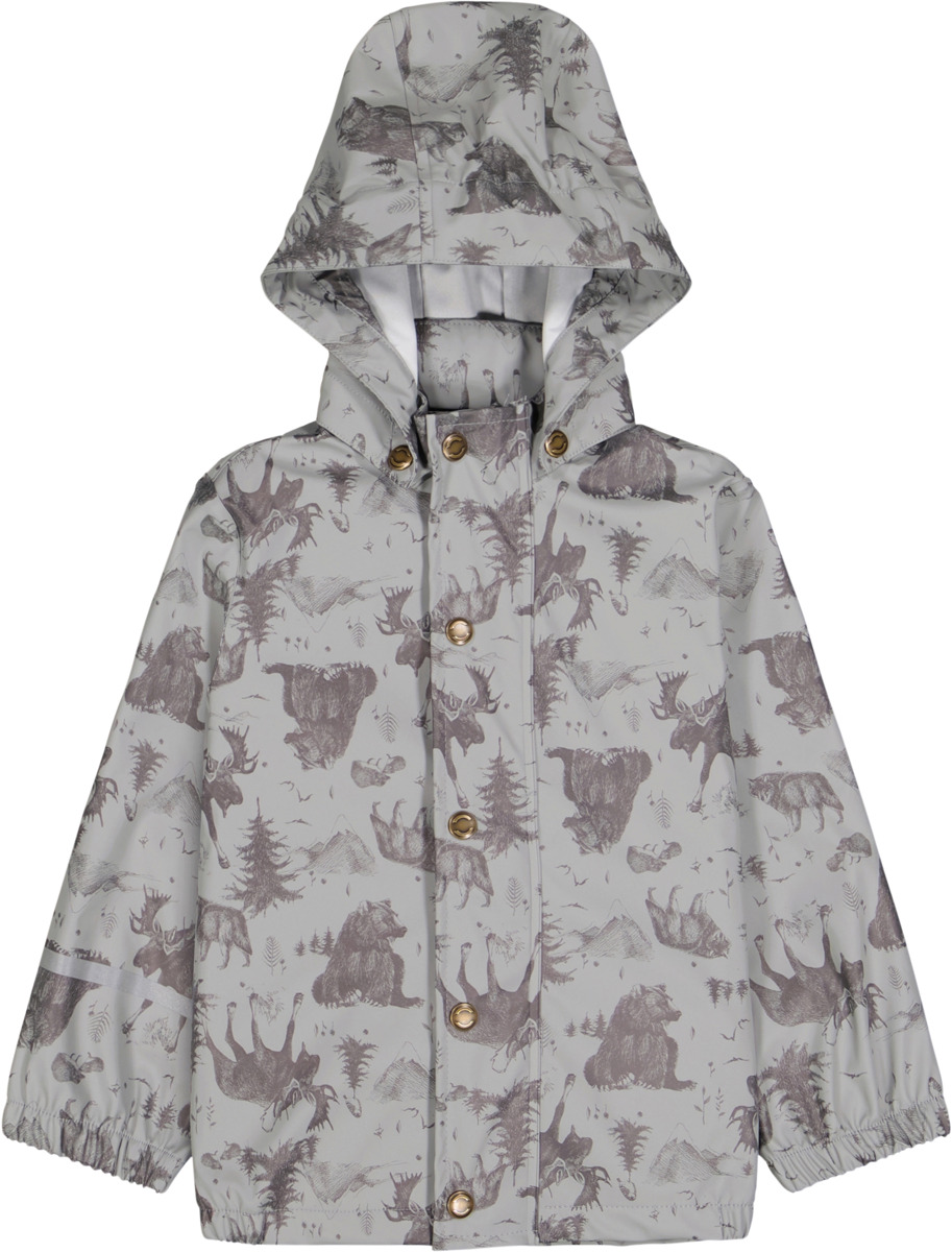 Bild 1 von Mikk-Line Regenjacke mit Waldtier-Muster, grau, Gr. 86/92