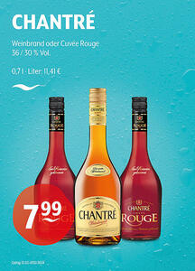 CHANTRÉ Weinbrand oder Cuvée Rouge
36 / 30 % Vol.