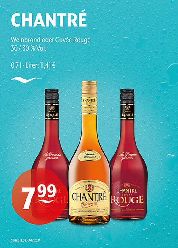 Bild 1 von CHANTRÉ Weinbrand oder Cuvée Rouge
36 / 30 % Vol.