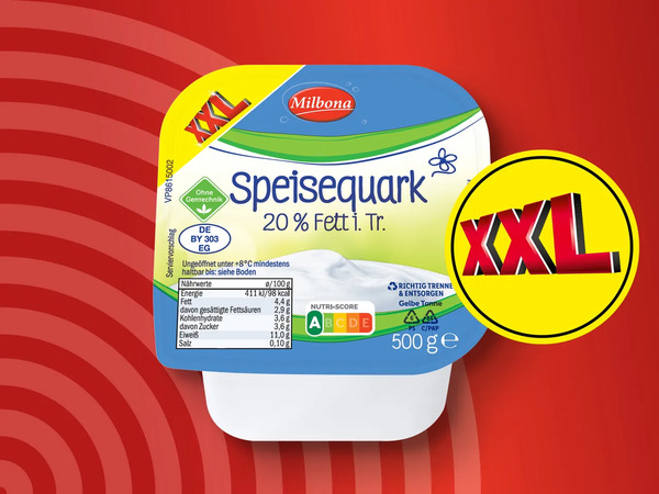 Bild 1 von Milbona Speisequark XXL, 
         500 g