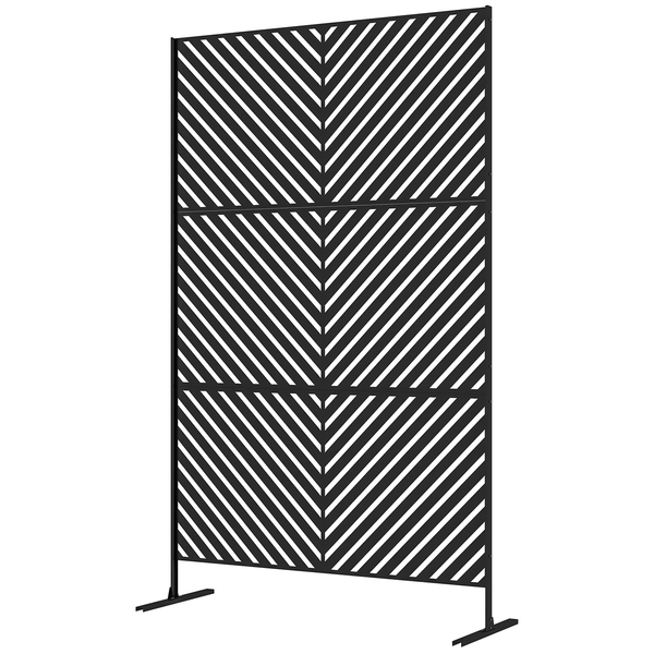 Bild 1 von Outsunny Gartensichtschutz mit Ständer, 122 x 198 cm Raumteiler mit Dreieckmuster, Raumtrenner Trennwand für Balkon, Terrasse, Stahl, Schwarz