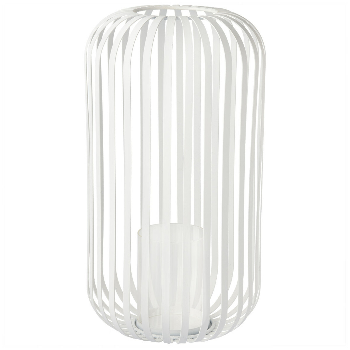 Bild 1 von Großes Windlicht aus Metall WEISS