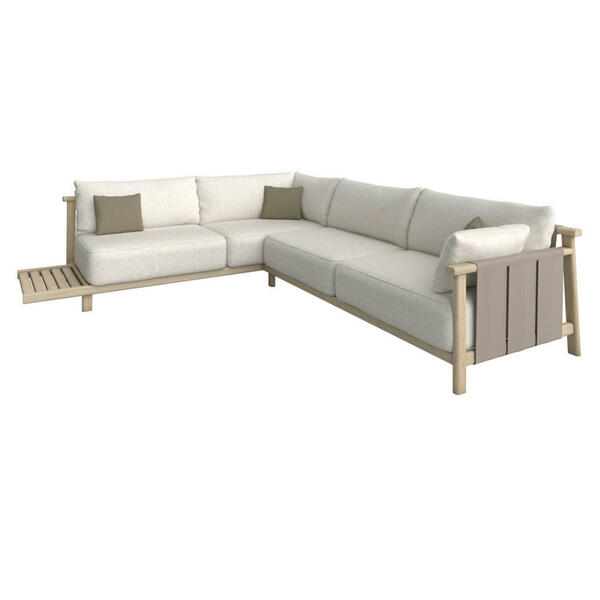 Bild 1 von Lomoco Loungegarnitur, Taupe, Esche, Sand, Holz, Textil, Esche, massiv, Füllung: Polyurethan (PUR),Schaumstoffflocken,Silikon, Eckteil, L-Form, 308x264 cm, Reach, Oeko-Tex® Standard 100, Loungemöb