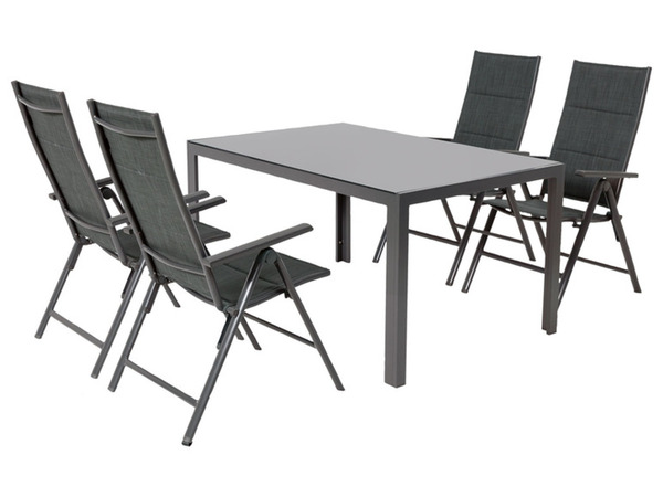 Bild 1 von LIVARNO home Alu-Premium-Set »Toronto« 5-teilig - Standardtisch & 4 Hochlehner gepolstert, anthrazit