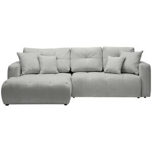 Hom`in Ecksofa, Grau, Textil, 3-Sitzer, Füllung: Schaumstoff, Ottomane links, L-Form, 276x172 cm, Stoffauswahl, Liegefunktion, seitenverkehrt erhältlich, Schlafen auf Sitzhöhe, Rücken echt, Wohnz