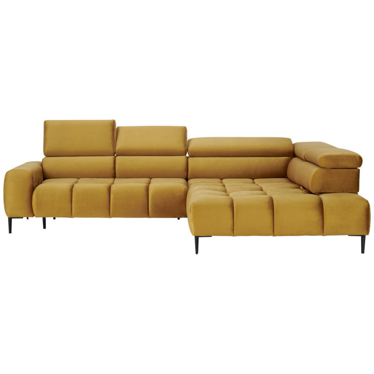 Bild 1 von Welnova Ecksofa, Currygelb, Textil, Uni, 5-Sitzer, Ottomane rechts, L-Form, 300x216 cm, Made in EU, Fsc, Reach, Oeko-Tex® Standard 100, Typenauswahl, Stoffauswahl, seitenverkehrt erhältlich, Hocker