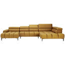 Bild 1 von Welnova Wohnlandschaft, Currygelb, Textil, Uni, 5-Sitzer, U-Form, 385x216 cm, Made in EU, Fsc, Reach, Oeko-Tex® Standard 100, Typenauswahl, Stoffauswahl, seitenverkehrt erhältlich, Hocker Rücken e