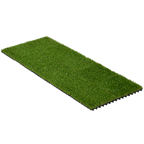 Bild 1 von Outsunny Kunstrasen 10 Stücke Rasenteppich 30 x 30 cm Grasmatte künstlicher Rasen Rollrasen für Garten Balkon 25 mm Kunststoff Dunkelgrün