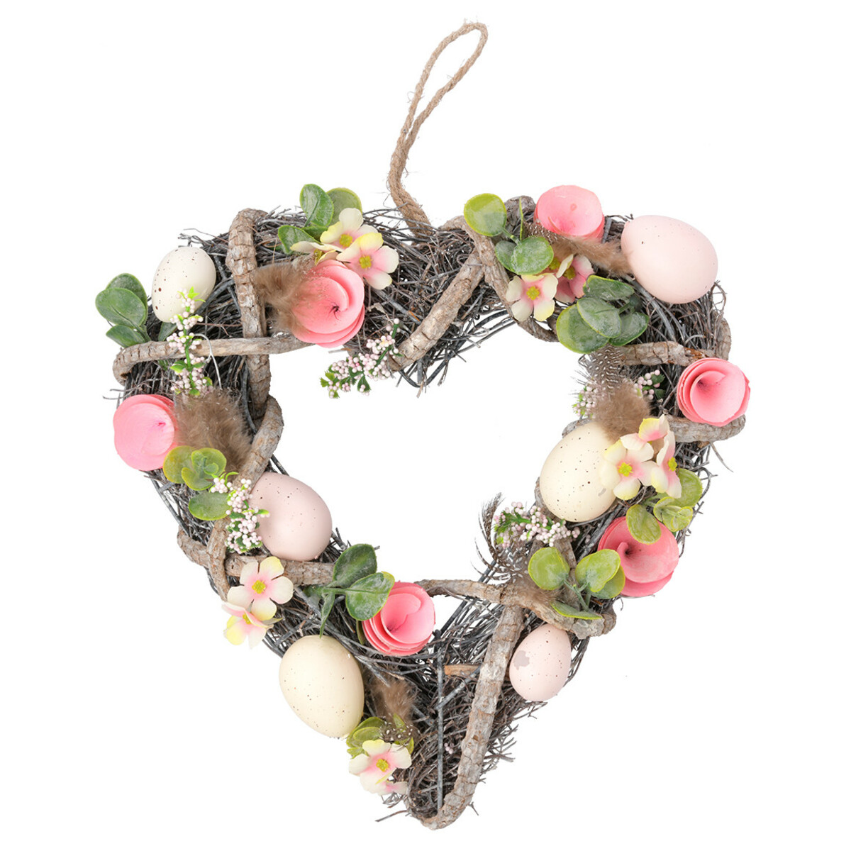 Bild 1 von Deko-Hänger Herz mit Ostereiern ROSA / GRÜN / CREME