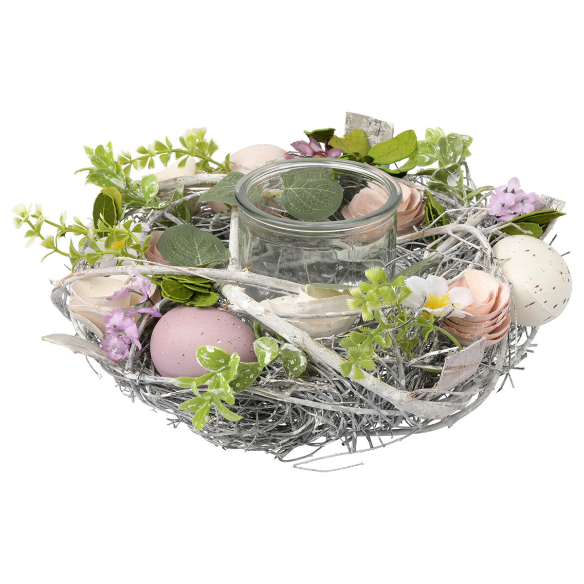 Bild 1 von Deko-Kranz mit Windlicht BRAUNGRAU / LILA / GRÜN