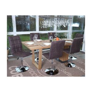 6er-Set Esszimmerstuhl MCW-C41, Stuhl Küchenstuhl, höhenverstellbar drehbar, Stoff/Textil ~ vintage dunkelbraun