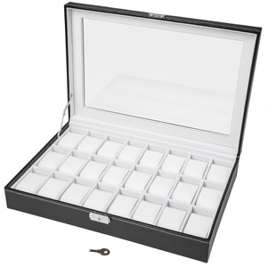 Uhrenbox mit 24 Fächern inkl. Schlüssel - weiß
