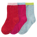 Bild 1 von 3 Paar Mädchen Socken mit Knötchengarn ROT / PINK / HELLBLAU