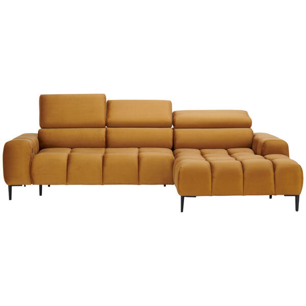 Bild 1 von Welnova Ecksofa, Currygelb, Textil, Uni, 3-Sitzer, Ottomane rechts, L-Form, 270x177 cm, Made in EU, Fsc, Reach, Oeko-Tex® Standard 100, Typenauswahl, Stoffauswahl, seitenverkehrt erhältlich, Hocker