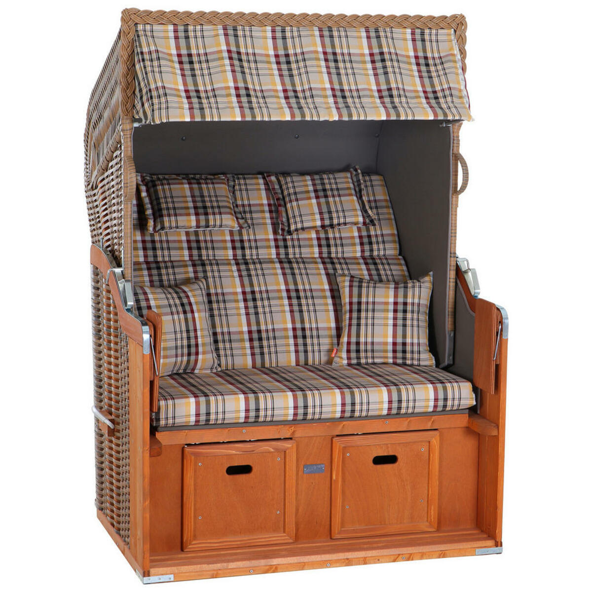Bild 1 von Siena Garden Strandkorb, Braun, Holz, Kunststoff, Fichte, Karo, 120x160x90 cm, Gartenmöbel, Strandkörbe