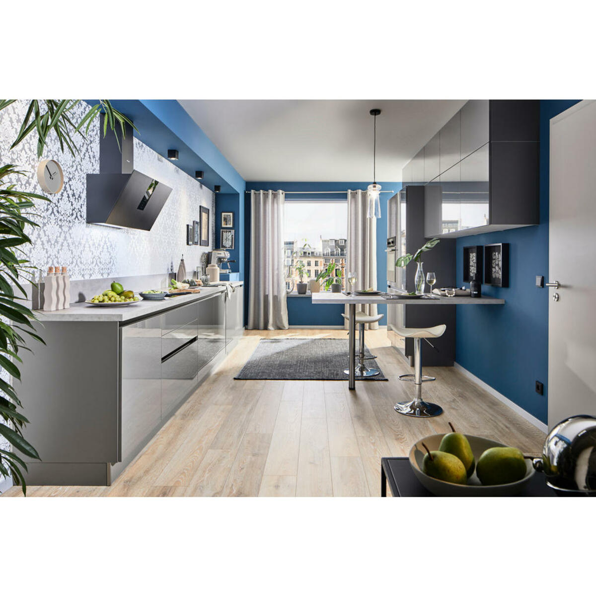 Bild 1 von Welnova Küchenleerblock, Anthrazit, Anthrazit Hochglanz, Metall, 390 cm, Made in Germany, in den Filialen seitenverkehrt erhältlich, Küchen, Küchenzeilen & Küchenblöcke, Küchenzeilen ohne Ger