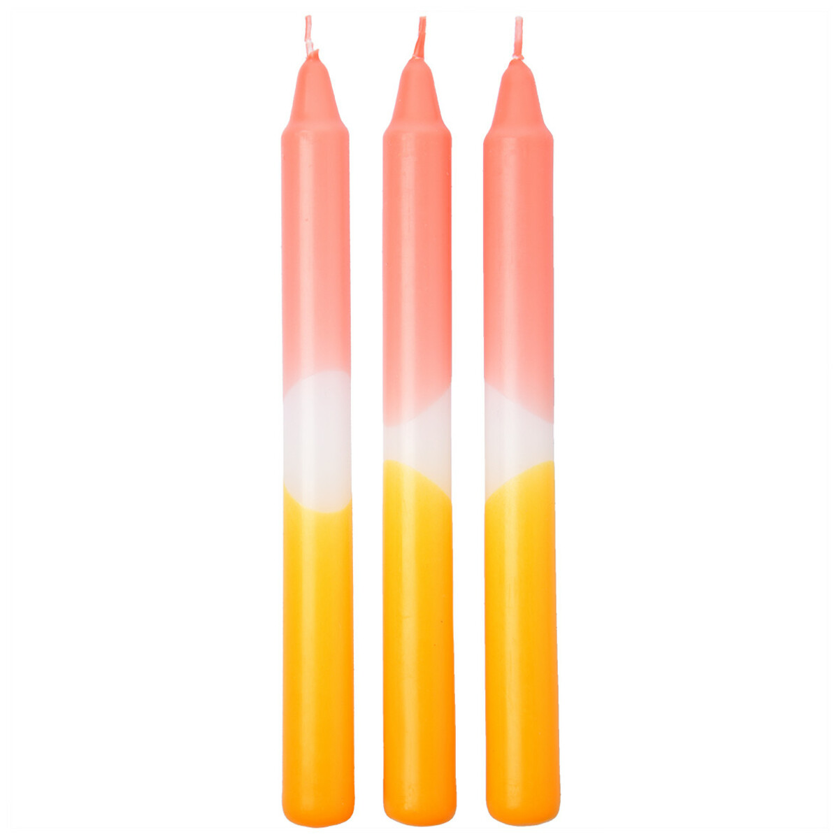 Bild 1 von 3 Stabkerzen mit Farbverlauf ROSA / WEISS / GELB