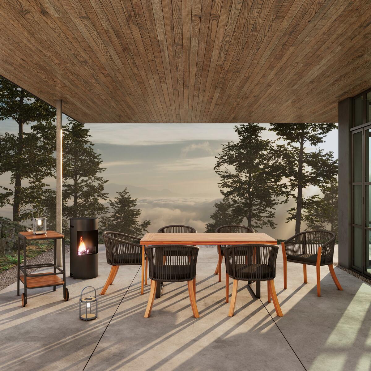 Bild 1 von Gartenset 'Alina', schwarz, Outdoorgewebe, Schwarz, Akaziefarben