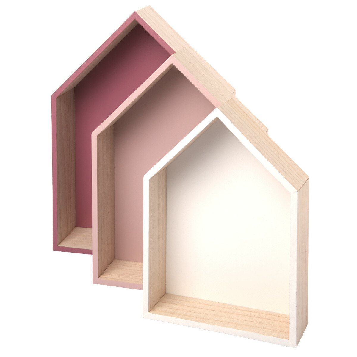 Bild 1 von 3 Wandregale in Hausform ROSA / BEERE / WEISS