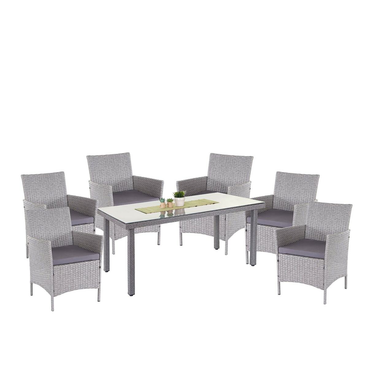 Bild 1 von Poly-Rattan-Garnitur Hamar, Gartenmöbel Balkon-Set Sitzgarnitur ~ grau, Kissen anthrazit