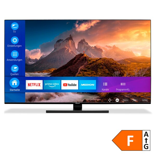 Bild 1 von MEDION LIFE® X15571 (MD 30068) QLED Smart-TV, 138,8 cm (55'') Ultra HD Display + Soundbar Atmos S61022 (MD44022)  - ARTIKELSET