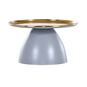 Couchtisch MURPHY grau goldfarbig - Durchmesser 63 cm - Höhe 36 cm - rund - Metall pulverbeschichtet - Tischplatte galvanisiert