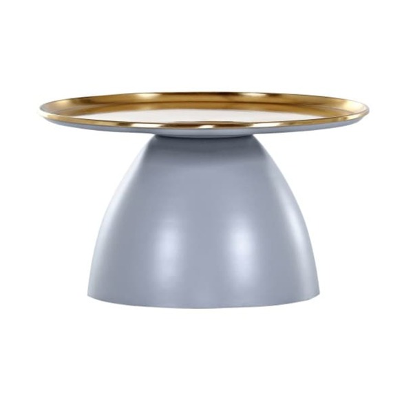 Bild 1 von Couchtisch MURPHY grau goldfarbig - Durchmesser 63 cm - Höhe 36 cm - rund - Metall pulverbeschichtet - Tischplatte galvanisiert