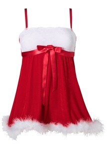 Weihnachts-Babydoll, 52/54, Rot