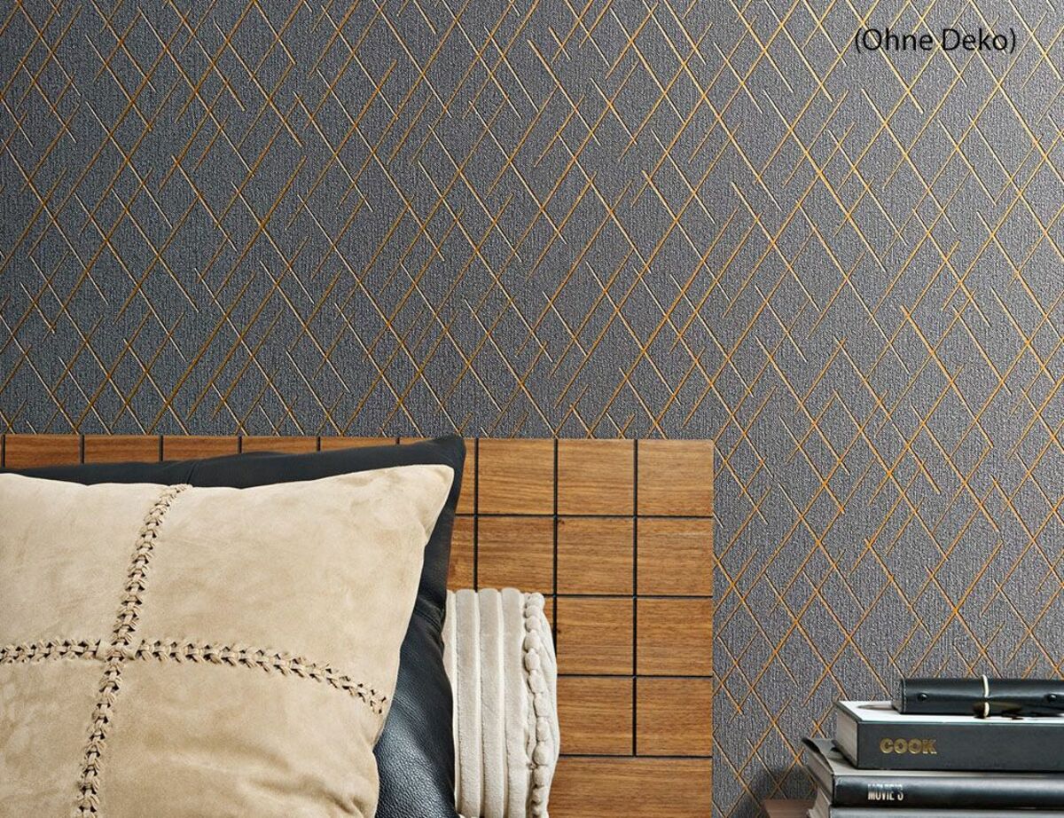 Bild 3 von Vliestapete Anthrazit Kupfer