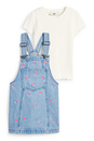 Bild 1 von C&A Blume-Set-Kurzarmshirt und Jeans-Latzkleid-2 teilig, Blau, Größe: 92