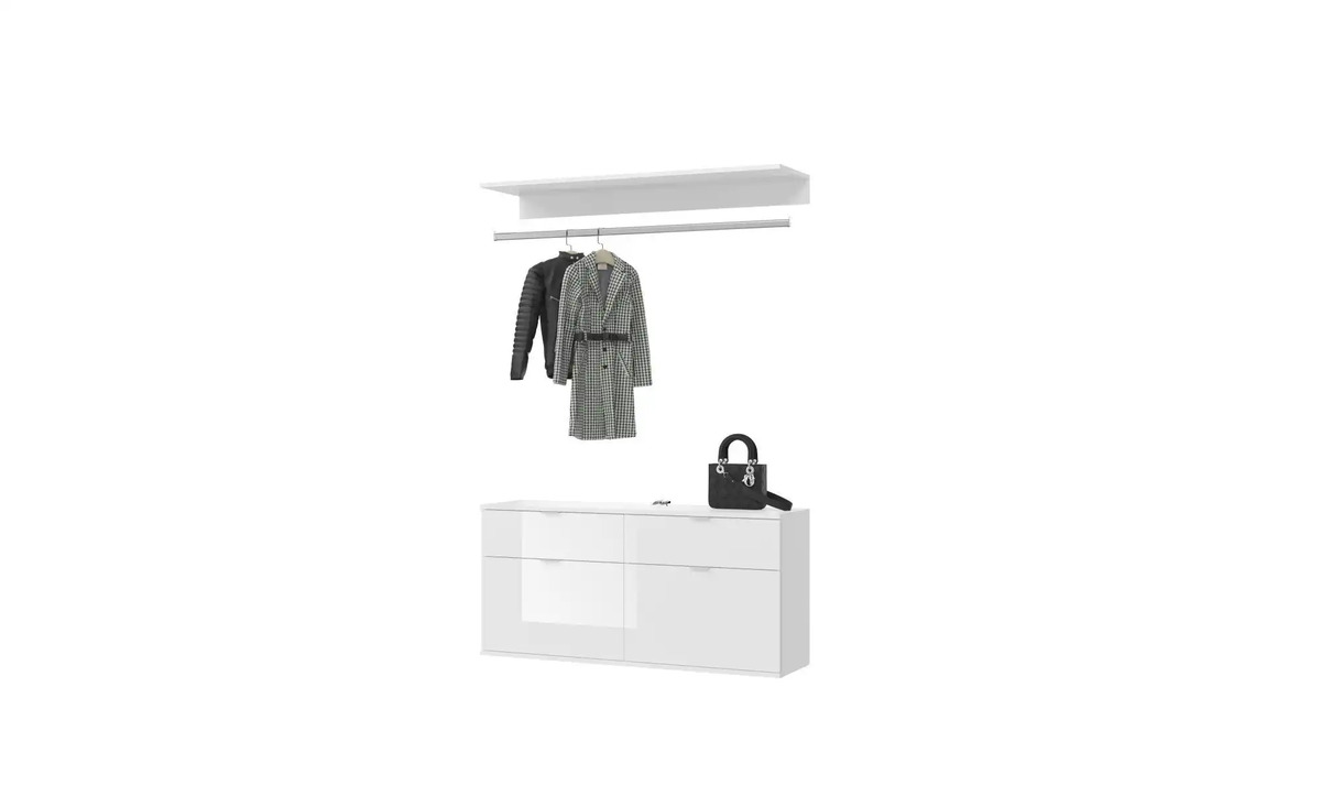Bild 1 von Garderoben-Set ¦ weiß ¦ Maße (cm): B: 121 H: 62 Flur- & Dielenmöbel > Garderoben Sets - Sconto