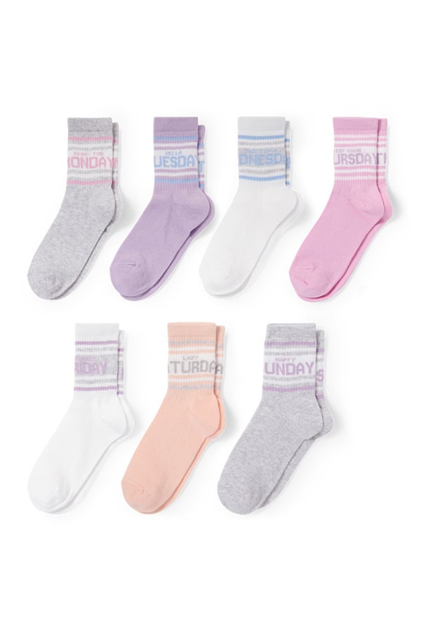 Bild 1 von C&A Multipack 7er-Wochentage-Socken mit Motiv, Grau, Größe: 31-33