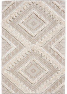 In- und Outdoor Hochflor Teppich mit plastischer Musterung, 4 (160/230 cm), Beige