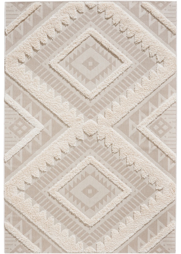 Bild 1 von In- und Outdoor Hochflor Teppich mit plastischer Musterung, 4 (160/230 cm), Beige
