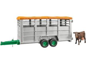BRUDER Viehtransportanhänger inkl. 1 Kuh Spielzeugfahrzeug Mehrfarbig, Mehrfarbig