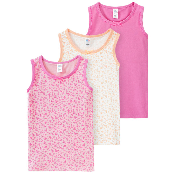 Bild 1 von 3 Mädchen Unterhemden im Millefleur-Dessin ROSA / WEISS / PINK