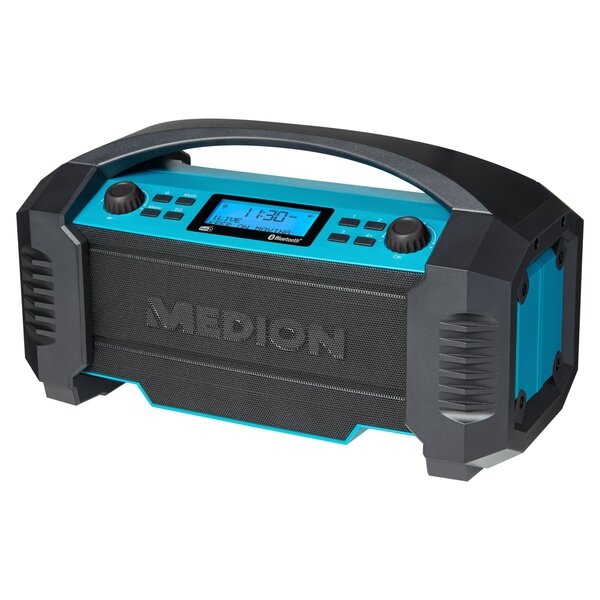 Bild 1 von MEDION LIFE® E66050 DAB+/Bluetooth®-Baustellenradio, ideal für Baustellen, Garten oder Camping, IP54 Schutz gegen Spritzwasser & Staub, 7 Soundeinstellungen, integr. Akku, 15 W RMS