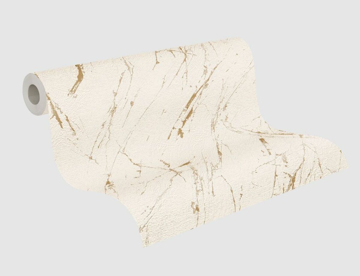 Bild 2 von Vliestapete Marmor Beige, Gold