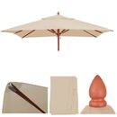 Bild 1 von Ersatz-Bezug für Gastronomie Holz-Sonnenschirm MCW-C57, Sonnenschirmbezug Ersatzbezug, eckig 3x3m Polyester 3kg ~ creme