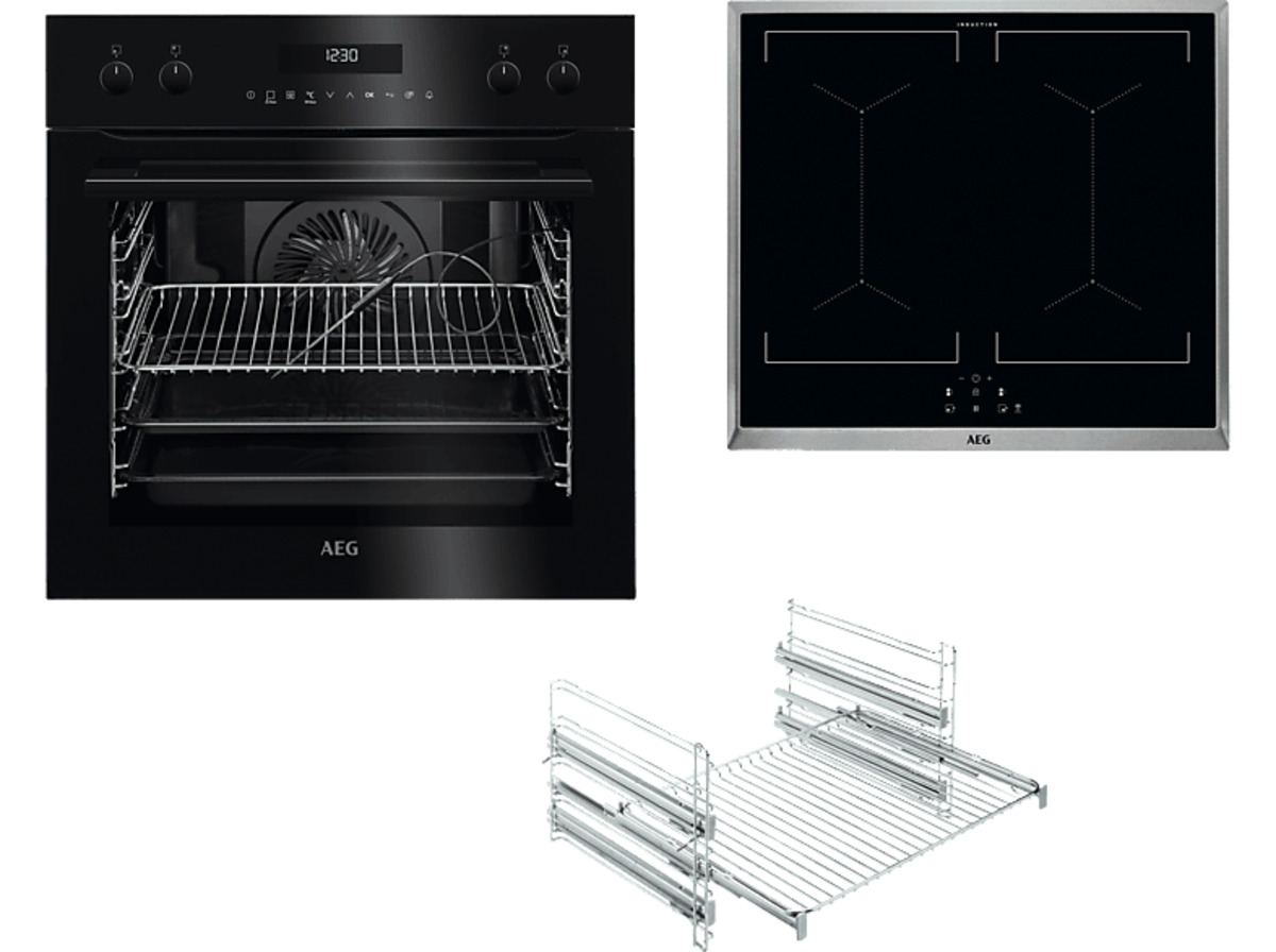 Bild 1 von AEG HZ26B30I5R (EPS635220B+IEE64050+TR3LV) Serie 6000 SenseCook mit Kerntemperatursensor (mit Pyrolyse), Einbauherdset (Induktionskochfeld, A+, 71 l), Schwarz