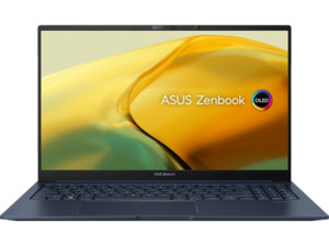 ASUS ZenBook 15 OLED UM3504DA-MA217W, Notebook, mit 15,6 Zoll Display, AMD Ryzen™ 7 7735U Prozessor, 16 GB RAM, 1 TB SSD, Radeon™ 680M, Blau, Windows 11 Home (64 Bit), Blau