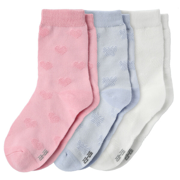 Bild 1 von 3 Paar Mädchen Socken mit Ajour-Muster ROSA / WEISS / HELLBLAU