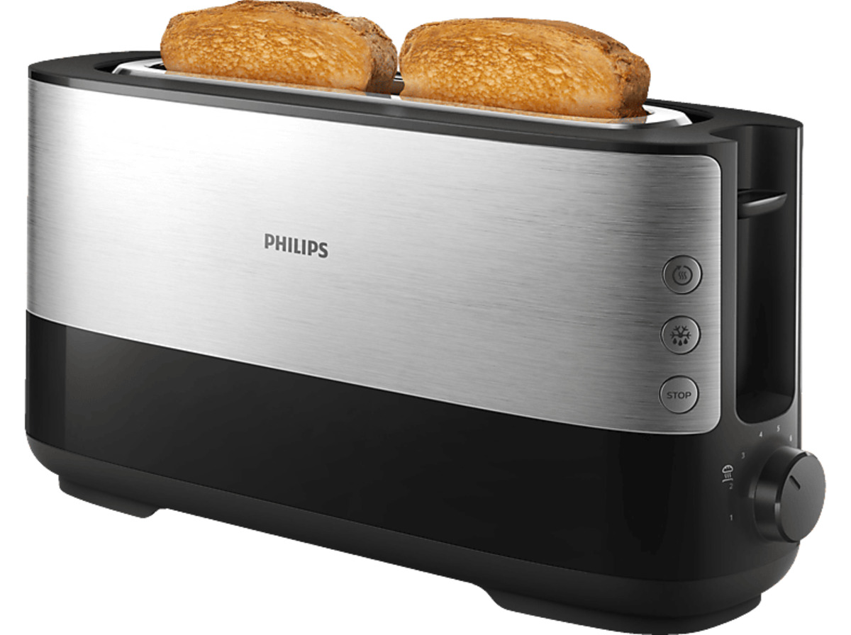 Bild 1 von PHILIPS HD2692/90 Viva Collection 8 Stufen, Krümelschublade, Brötchenaufsatz Toaster Silber/Schwarz (1030 Watt, Schlitze: 1), Silber/Schwarz