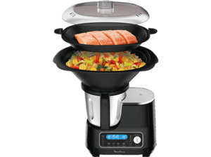 MOULINEX HF4568 Click Chef Küchenmaschine mit Kochfunktion schwarz (Rührschüsselkapazität: 3,6 l, 1400 Watt), Schwarz